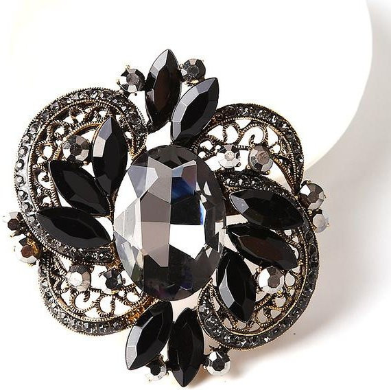 YIRAN Jewelry Brosche, Kristall, Schwarz, Damen - Bild 1
