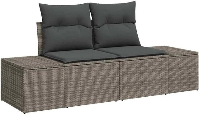 vidaXL Garten-Sofa-Set 7-teilig in Grau aus Polyrattan und Akazienholz - Bild 1