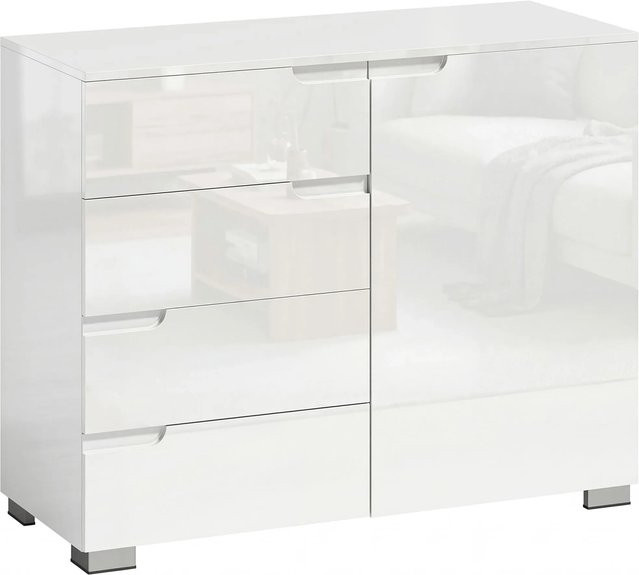 HOMCOM Sideboard aus MDF in Hochglanzweiß, modern und freistehend, B/T/H: 100 x 40 x 80 cm - Bild 1