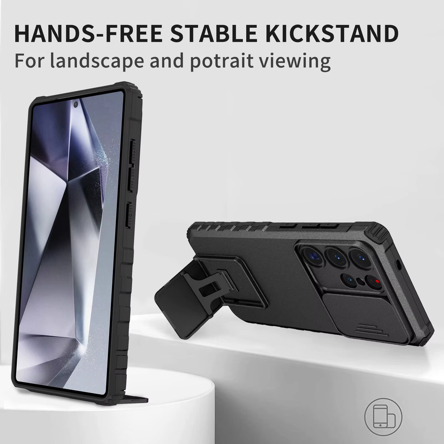 Schutzhülle mit Standfunktion für Samsung Galaxy S25 Ultra, S24, S23, S22, S24 Plus, A56 5G, A55, A36, A35, A17, A16, A15, A14, A54 und A14 in Schwarz und Rot - Bild 2