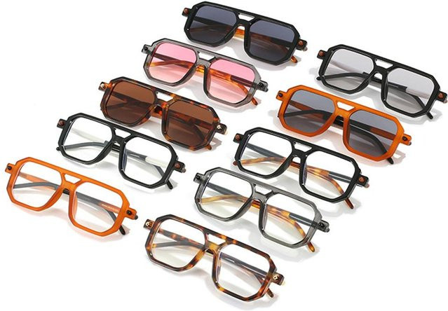 Gootrades Sonnenbrille Double Bridge, Vollrand, Unisex, braun - Bild 1
