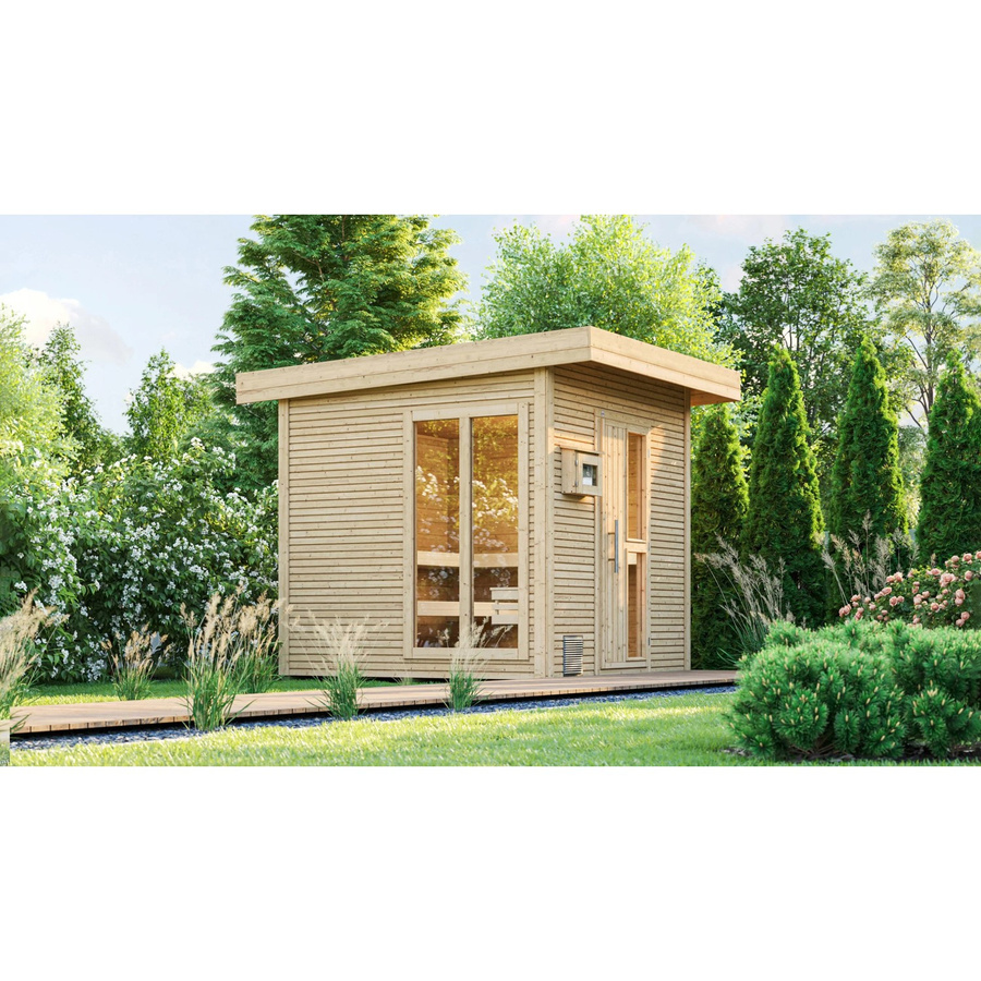 Weka Design-Saunahaus Kuopio 2 in Natur mit Technikpaket, B/H/T: 263 x 303 x 253 cm - Bild 2