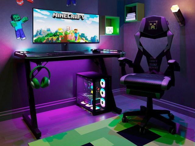 PHOENIX Gaming Tisch Minecraft in Schwarz, rechteckig mit abgerundeten Ecken, B/T/H: 120 x 60 x 74 cm - Bild 1