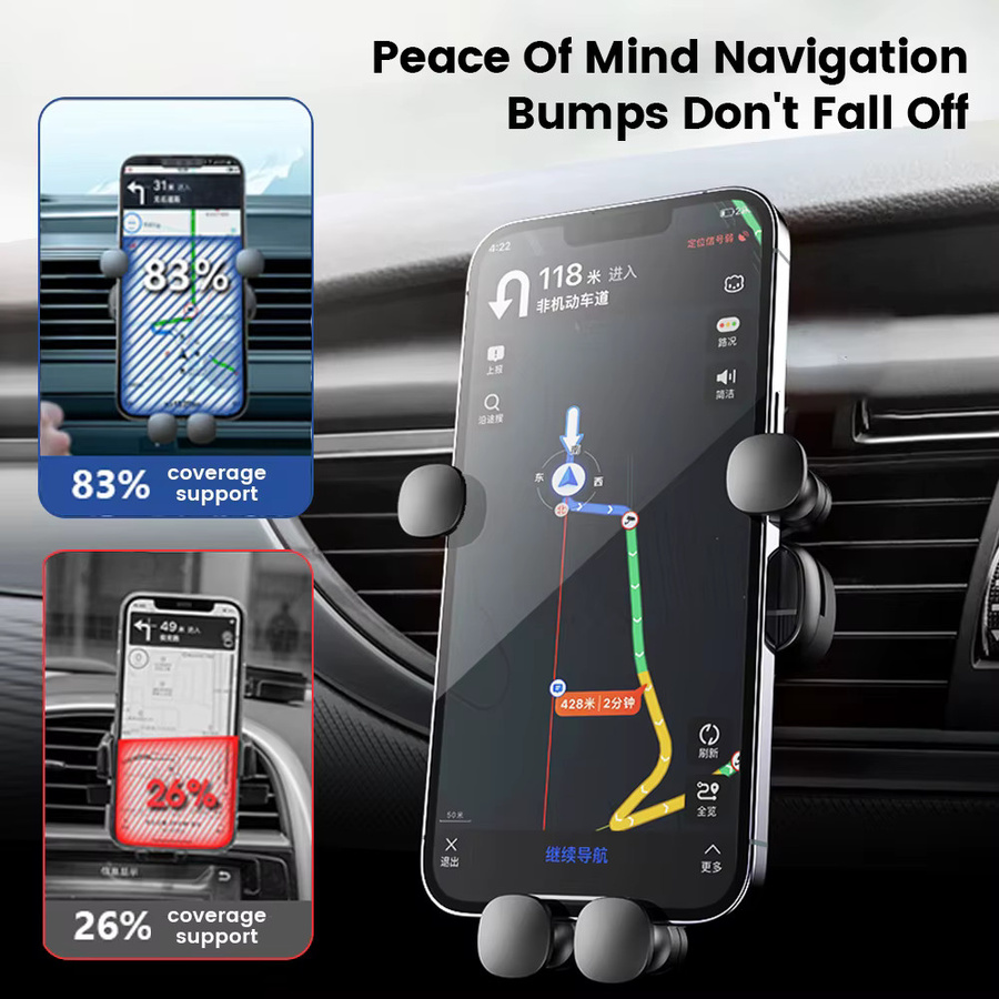 NNBILI Schwerkraft-Autotelefonhalter für die Lüftung, Handy-Ständer in Schwarz für iPhone, Xiaomi und Samsung - Bild 5