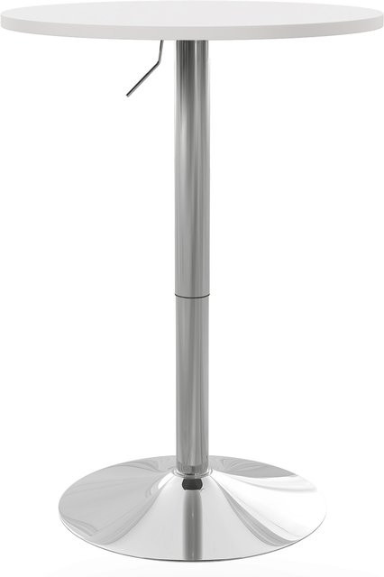 HOMCOM Runder Bartisch als höhenverstellbarer Küchentisch mit 360 Grad drehbarer Tischplatte, Farbe Weiß und Silber, Höhe: 69-91 cm - Bild 1
