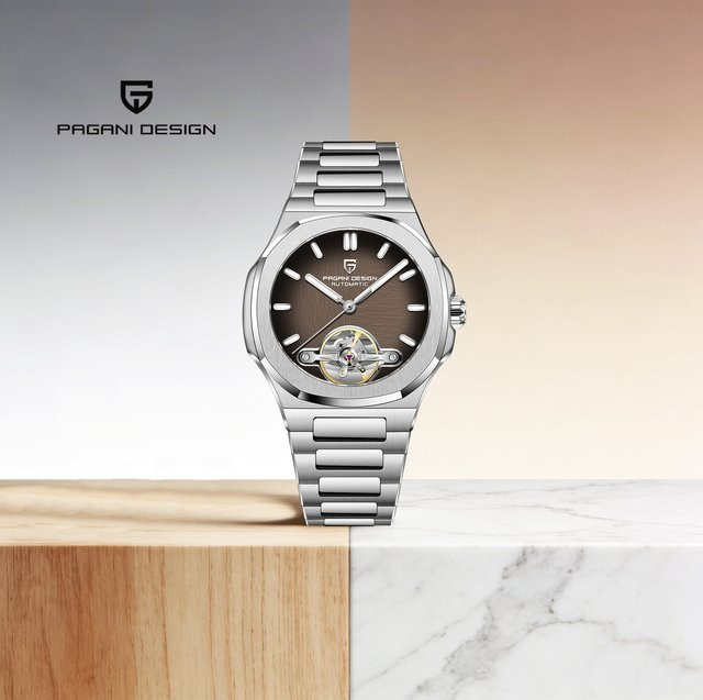 PAGANI DESIGN Armbanduhr, Automatik, Edelstahl, Herren, Schwarz, Silber - Bild 1
