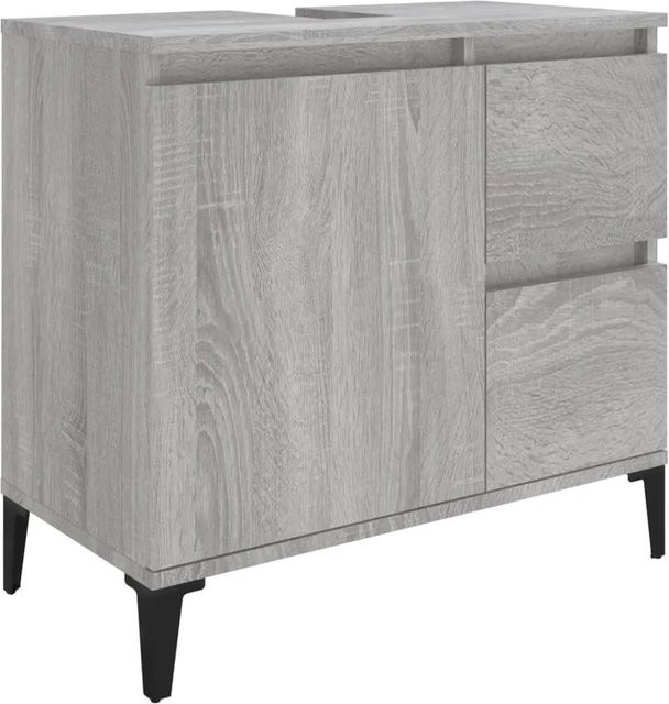 vidaXL Badschrank in Grau Sonoma aus Holzwerkstoff und Metall, B/T/H: 65 x 33 x 60 cm - Bild 1