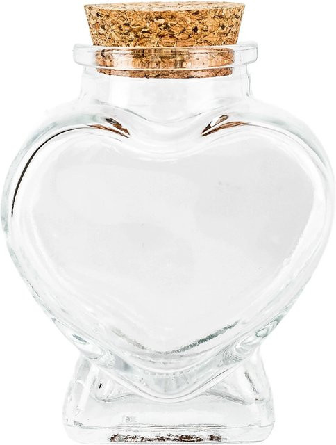Relaxdays Glasflaschen im 12er Set, transparent, herzförmig mit Korkverschluss, 90 ml - Bild 1