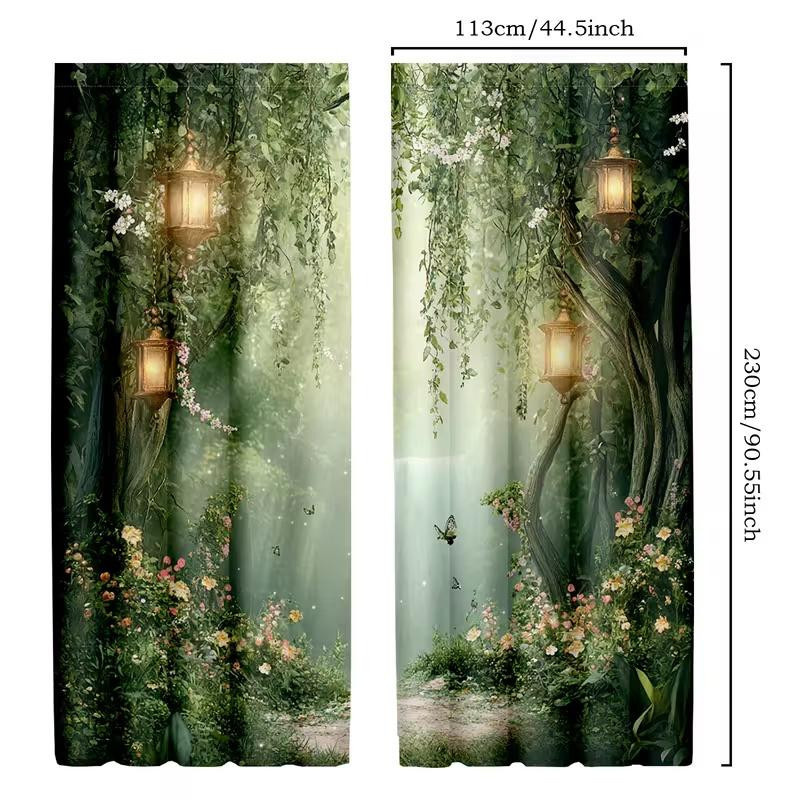 Set aus 2 Waldvorhängen mit psychedelischem Print von Tonnika Chen, Multicolor, B: 100 cm, H: 70 cm - Bild 3