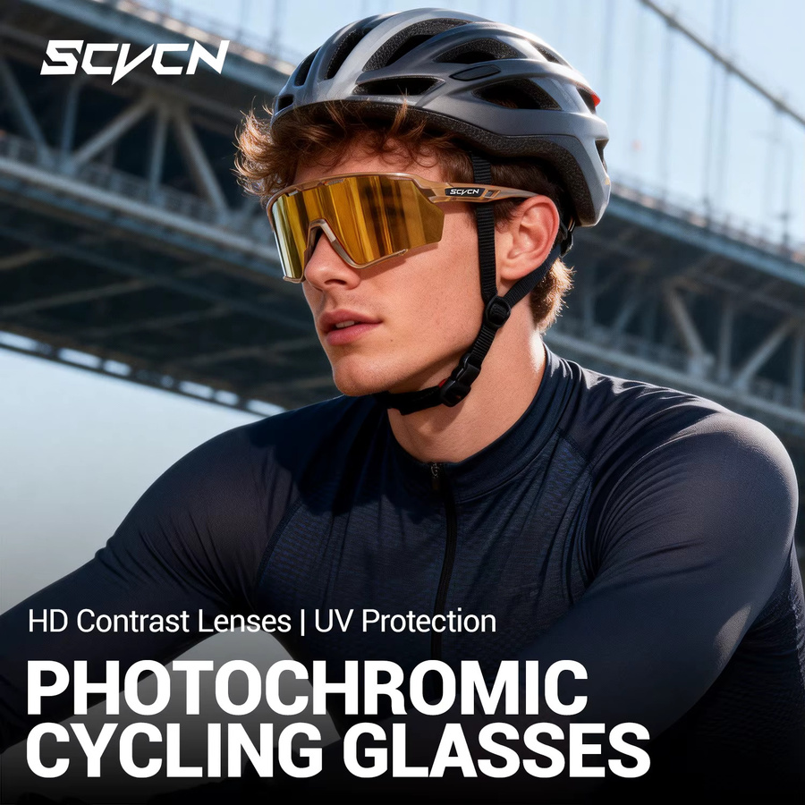 SCVCN Sportsonnenbrille, Unisex, Vollrand, Kunststoff, Photochrome - Bild 2