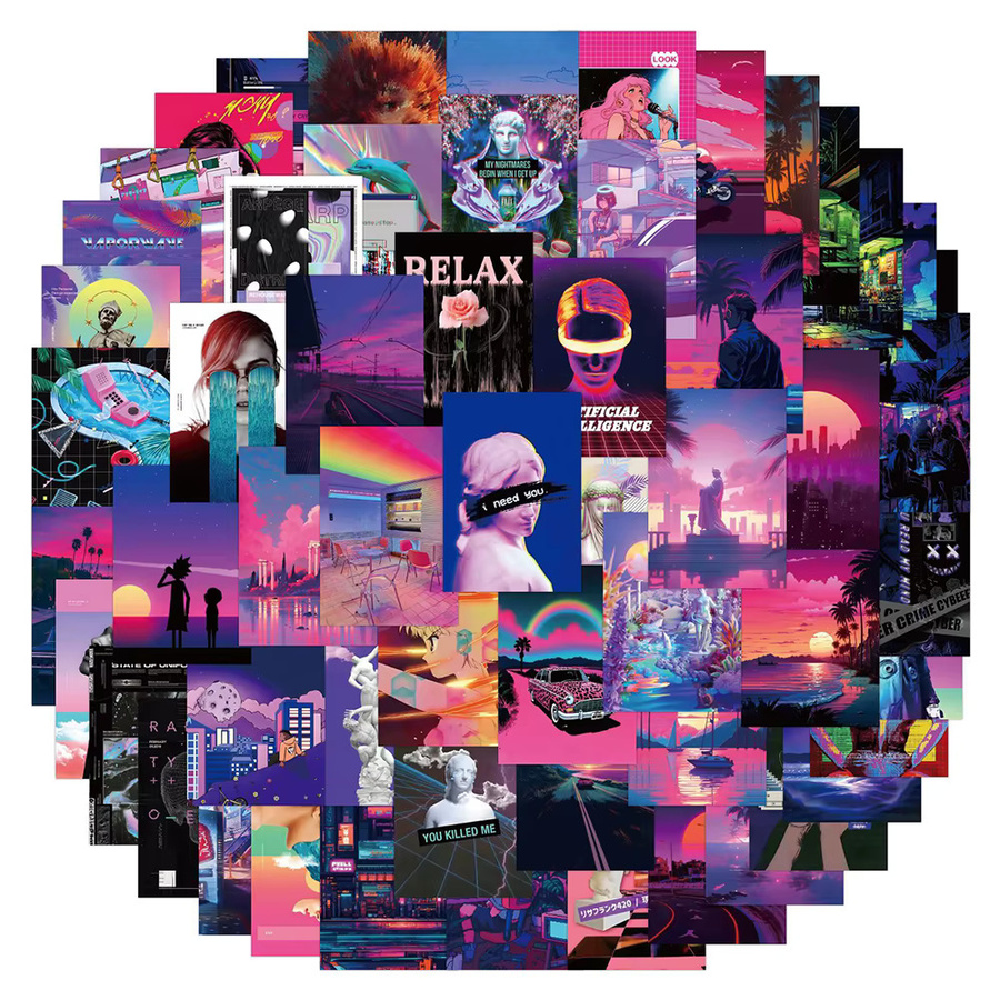 Rspctou Psychedelic Laser Sticker Set im INS Stil mit Cartoon Graffiti Motiven, Mehrfarbig - Bild 2