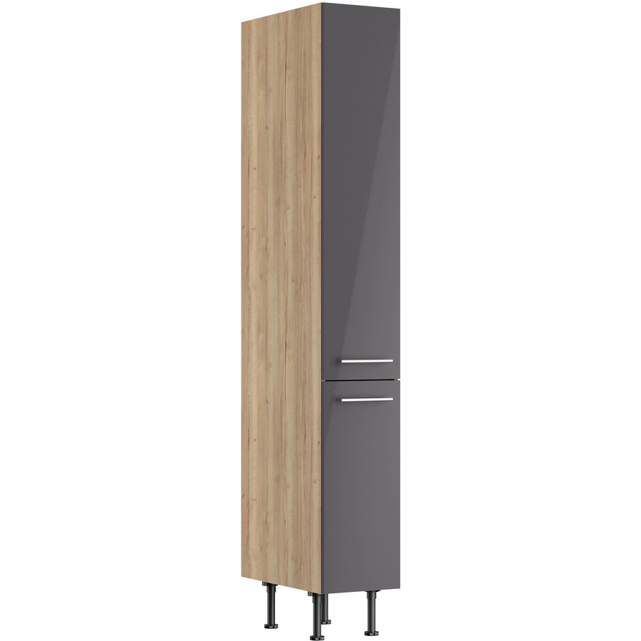 Optifit Küchen-Apothekerschrank Jonte in Anthrazit und Wildeiche mit Türen und internen Schubladen, B/T/H: 30 x 58,4 x 211,8 cm - Bild 2