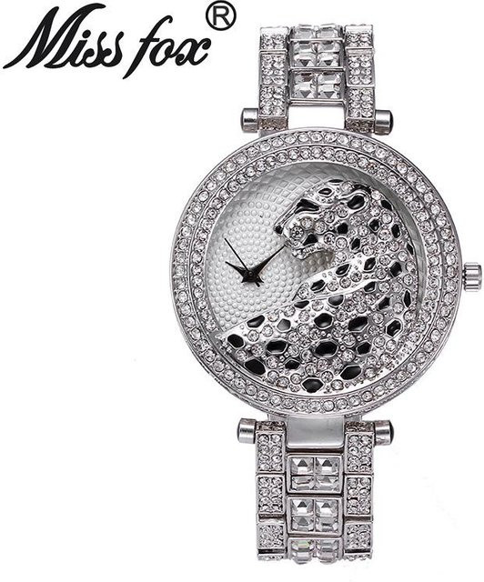 Miss Fox Armbanduhr Edelstahl, Diamantbesetzt, Quarz, Grau, Damen - Bild 1