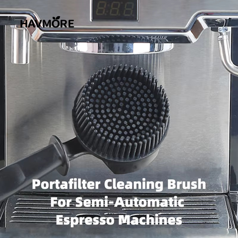 EAKOERS Espressomaschine Reinigungsbürste aus Silikon in Schwarz für 51mm und 58mm Siebe, runde Reinigungsbürste - Bild 4