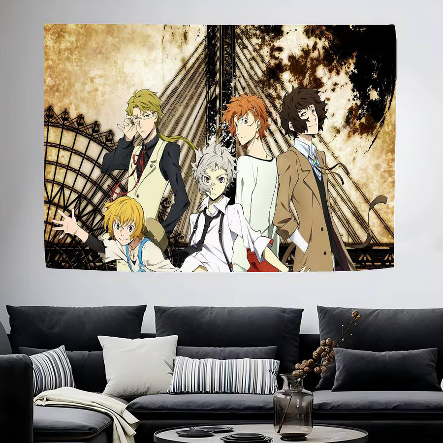 Mesuca Bungo Stray Dogs Dazai Chuuya Anime Fotohintergrund mit Blumen- und Ballon-Motiv, Mehrfarbig, B: 70 cm, H: 70 cm - Bild 5