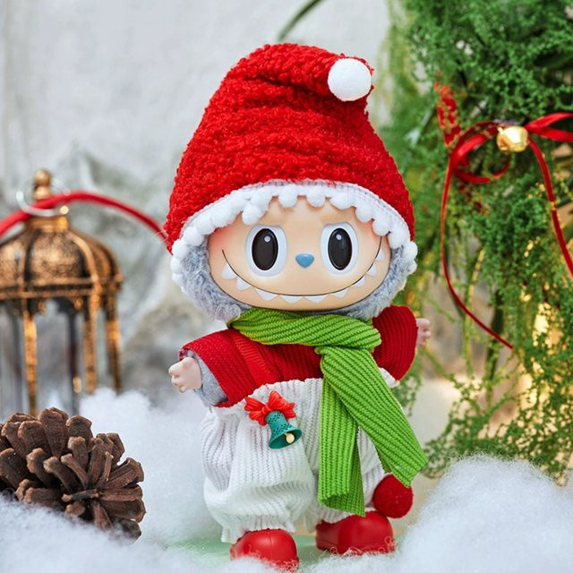 Labubu Weihnachts-Hirsch-Set, Labubu-Outfit, Rot, Zubehör - Bild 1