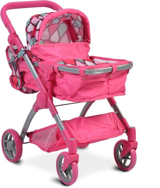 Moni Puppenbuggy Vicky 9620 Puppenwagen mit Tasche und höhenverstellbarem Schiebegriff in pink - Bild 1