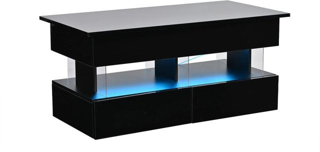 Merax Couchtisch mit Lift-Top und LED-Beleuchtung in Schwarz, B/T/H: 100 x 50 x 46 cm - Bild 1