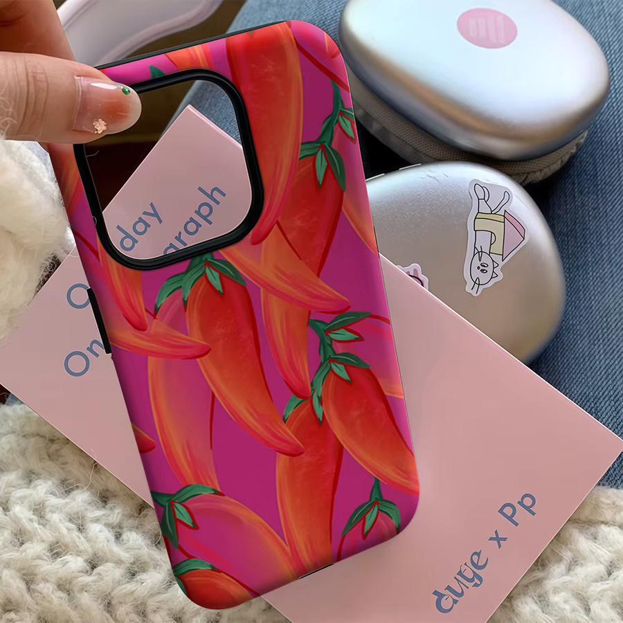 Potdemiel Handyhülle mit Chili-Pfeffer Design in Fuchsia-Rot für iPhone 17 16 15 14 13 Pro Max Plus mit Magnetfunktion und Doppel-Schutzschicht - Bild 5