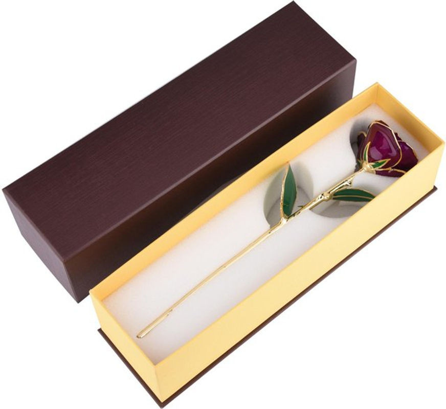 Tooarts lila Rose mit langem Stiel, 24 Karat Gold getaucht, inklusive Geschenkbox und Ständer - Bild 1