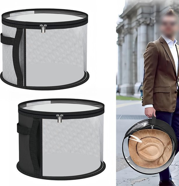 VIBRATITE Multifunktionale Aufbewahrungsbox mit Reißverschlussdeckel und Mesh-Einsatz, faltbarer Hut-Organizer und Reise-Organizer aus Stoff, Grau - Bild 1