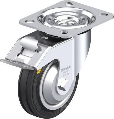 Blickle Lenkrolle L-RD 100R-FI-FA mit Feststeller, Rad-Durchmesser: 10 cm, Tragfähigkeit: 100 kg, Farbe: Schwarz/Silber - Bild 1