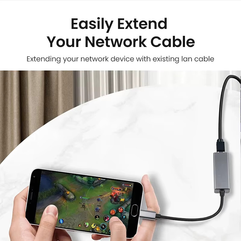 Kebidu USB Typ C Ethernet Adapter mit 100/1000 Mbit/s RJ45 LAN Netzwerkkarte in Grau - Bild 3