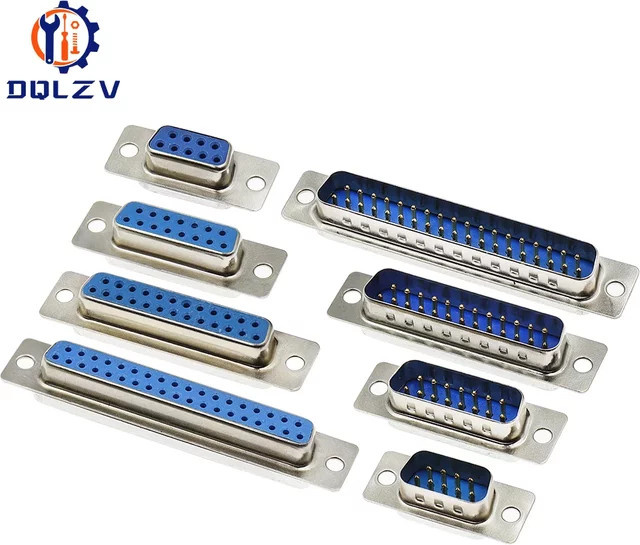 5er Set D-SUB Stecker und Buchsen zum Löten, DIP-Typ gerade Montage, verschiedene Pin-Konfigurationen DB9, DB15, DB25 und DB37 für serielle Schnittstellen - Bild 1