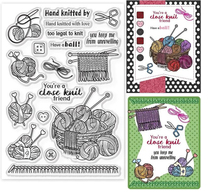 Transparenter Silikon-Stempel mit warmem Strickmotiv für DIY-Sammelalben und Kartenherstellung, 11 x 16 cm - Bild 1
