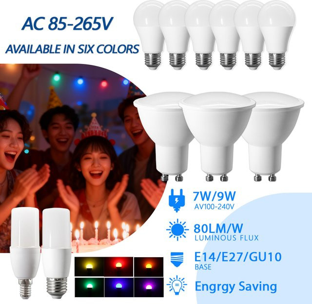 2er-Set Gatetop LED Dekolampen in Orange, RGB Farbbeleuchtung für E14 E27 GU10, AC 220V - Bild 1