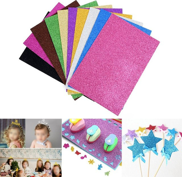 10 Stück Glitzer-EVA-Schaumpapier in Multicolour für Kinder DIY Kunsthandwerk, Format A4 - Bild 1