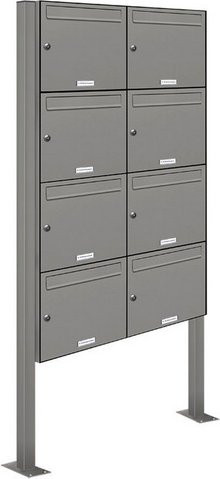 AL Briefkastensystem Freistehend für 8 Parteien in Grau, B/H/T: 84,6 x 170 x 11,6 cm - Bild 1