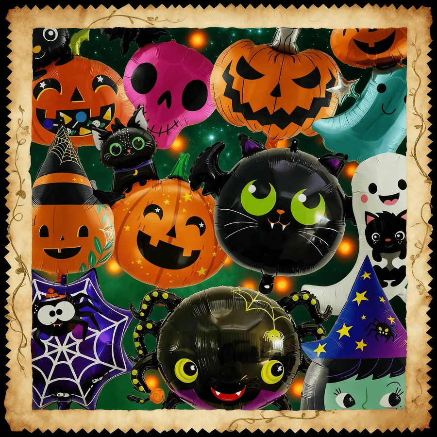 XQYY Halloween Heliumballons aus Aluminiumfolie in Multicolor mit Pumpkin, Spider und Ghost Motiven - Bild 4