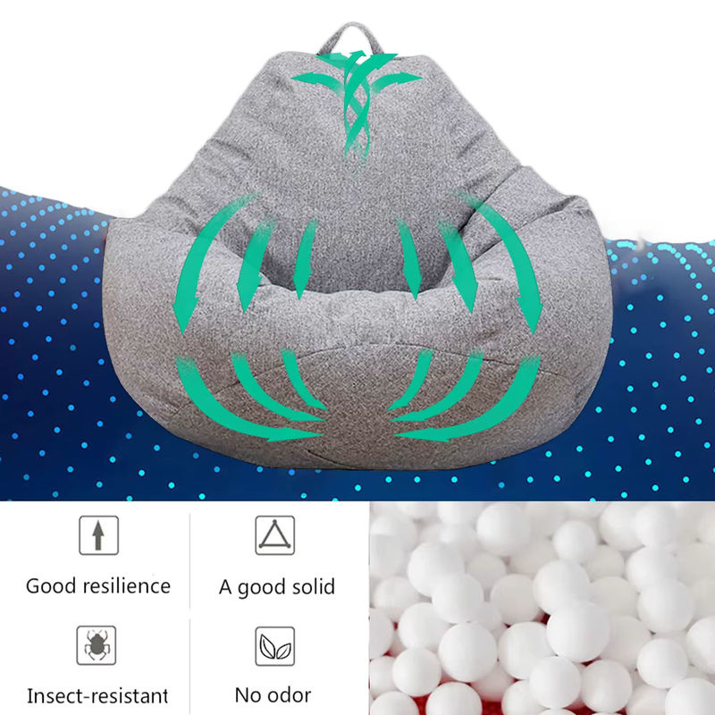 Willstar Sitzsack-Sofabezug aus Polyester in Grau mit Aufbewahrungstasche - Bild 2