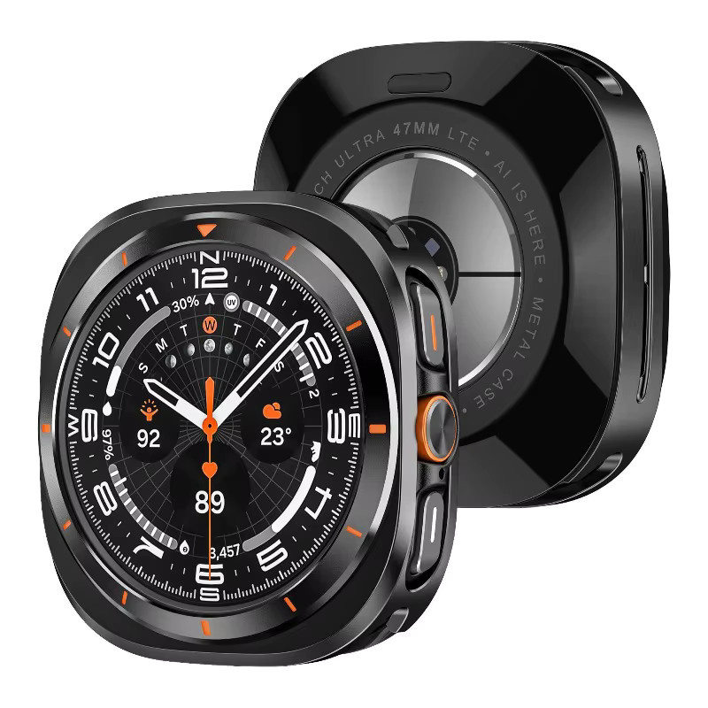 TINUORA Schutzhülle für Samsung Galaxy Watch Ultra 47 mm, Aluminium, Schwarz - Bild 3