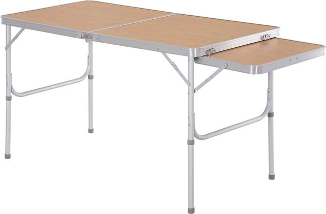 Outsunny Campingtisch Klapptisch Picknicktisch höhenverstellbar mit ausklappbarer Tischplatte aus Aluminium und MDF, B/T: 120 x 60 cm, Höhe: 40 bis 70 cm - Bild 1