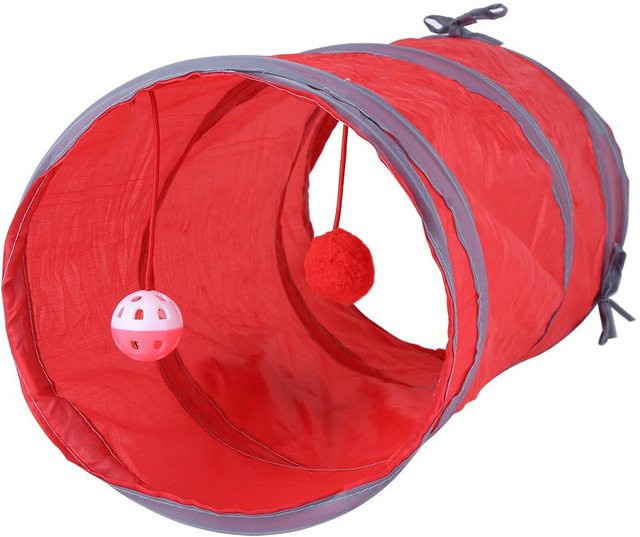 GoolRC Katzentunnel Spielröhre, mit Klingel und Plüschball, rot - Bild 1