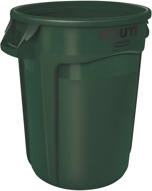 Rubbermaid Brute Runde Mehrzwecktonne mit Belüftungskanälen, Dunkelgrün, 121,1 Liter, H x B x T: 69,2 x 63,5 x 55,5 cm - Bild 1