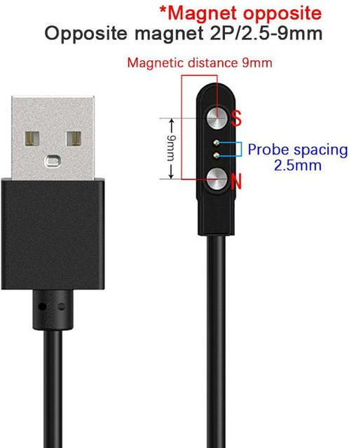 Papert Magnetisches 2-Pin USB Ladekabel für Smartwatches in Schwarz oder Weiß - Bild 1