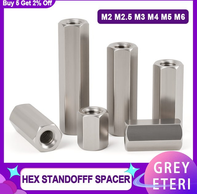 Abstandshalter Set aus 304 Edelstahl für Motherboard und PCB, Sechskantsäulen und Schrauben in den Größen M2 bis M6, Farbe Silber - Bild 1