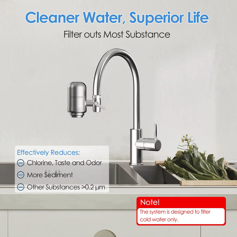 HOMFISH Edelstahl Wasserhahn Wasserfilter Reinigungssystem in Silber, NSF-zertifiziert zur Reduktion von Blei und Chlor - Bild 2