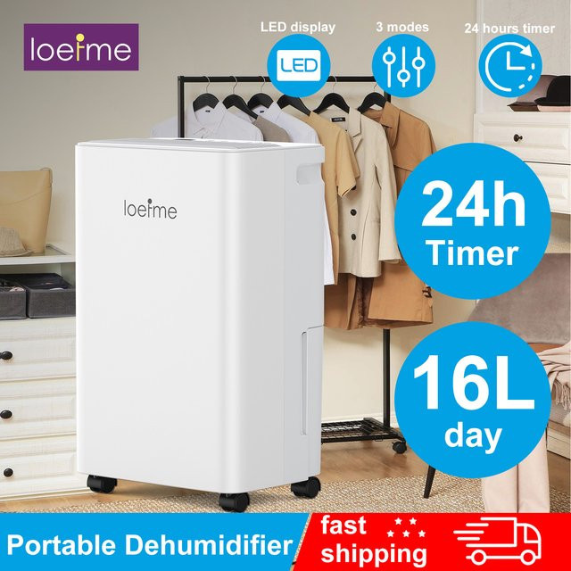 LOEFME Elektrischer Luftentfeuchter mit Smart Home Integration, Weiß, 16 l/24h Entfeuchtungsleistung, 2 l Wassertank, mit Timer und Automatikmodus - Bild 1