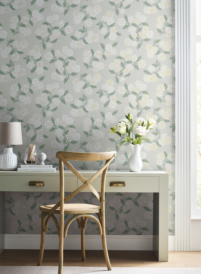 Rifle Paper Co. Tapete Hydrangea in Multicolour und Gold mit floralem Botanical-Design - Bild 1