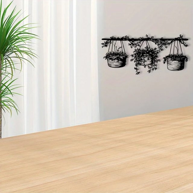 CIFBUY Wandkunst aus Metall mit floralem Design in Schwarz als wetterfeste Gartendekoration für den Außenbereich - Bild 1