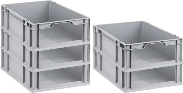 PROREGAL SuperSparSet 5x Eurobox NextGen Store Transportboxen mit verstärkten Wänden und offener Front, Grau, H x B x T: 17 x 40 x 60 cm - Bild 1