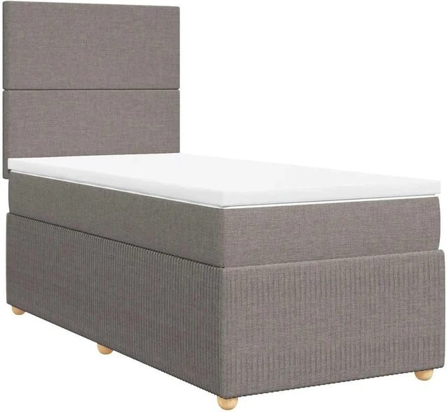 vidaXL Boxspringbett mit Matratze Hybrid-Design in Taupe, Weiß und Grau, B/T: 90 x 200 cm - Bild 1