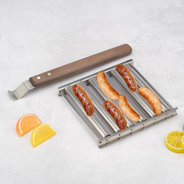 LChome Rollgrill aus Edelstahl und Holz in Silber für Camping und Picknick - Bild 1