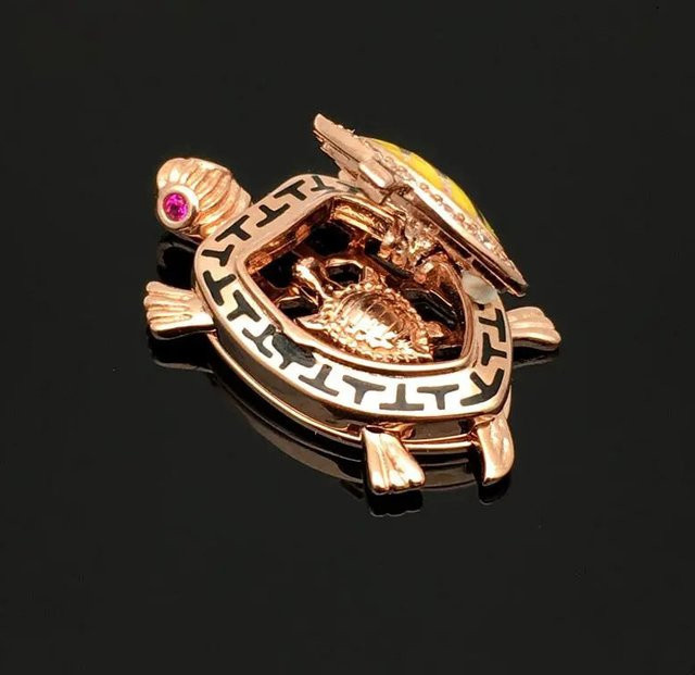 Schildkrötenanhänger 585 Roségold, Diamant, Zirkonia - Bild 1