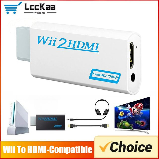 LccKaa Wii zu HDMI Konverter Full HD 1080P Adapter mit 3,5mm Klinkenanschluss für PC und HDTV in Weiß - Bild 1