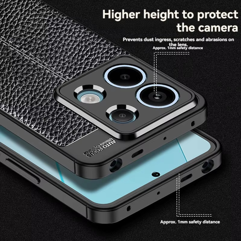 Luxus Business Leder PU Schutzhülle für Xiaomi Redmi Note 13 4G 5G, Redmi Note 13 Pro 5G, Redmi Note 13 Pro + in Schwarz, Stoßfestes Soft Cover - Bild 3